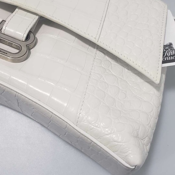 Balenciaga Downtown Small Shoulder Bag Crocodile Embossed White - Picture 4 of 9